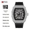 Oufannishi Barrel-Shaped Quartz Waterproof Skeleton Men's Watch with Calendar and Luminous Features
