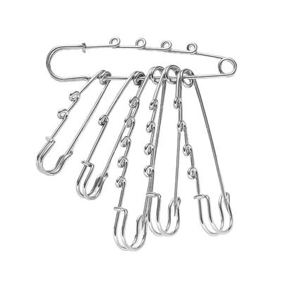 Silver Safety Brooch Pins DIY Charms Multi Holes Connectors Brooch With Holes Findings Accessories Safety Metal Pin