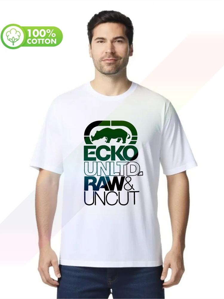 100% cotton round neck heavy weight men's T-shirt Streetwear BigTall Ecko_Unltd Gray Raw & Uncu