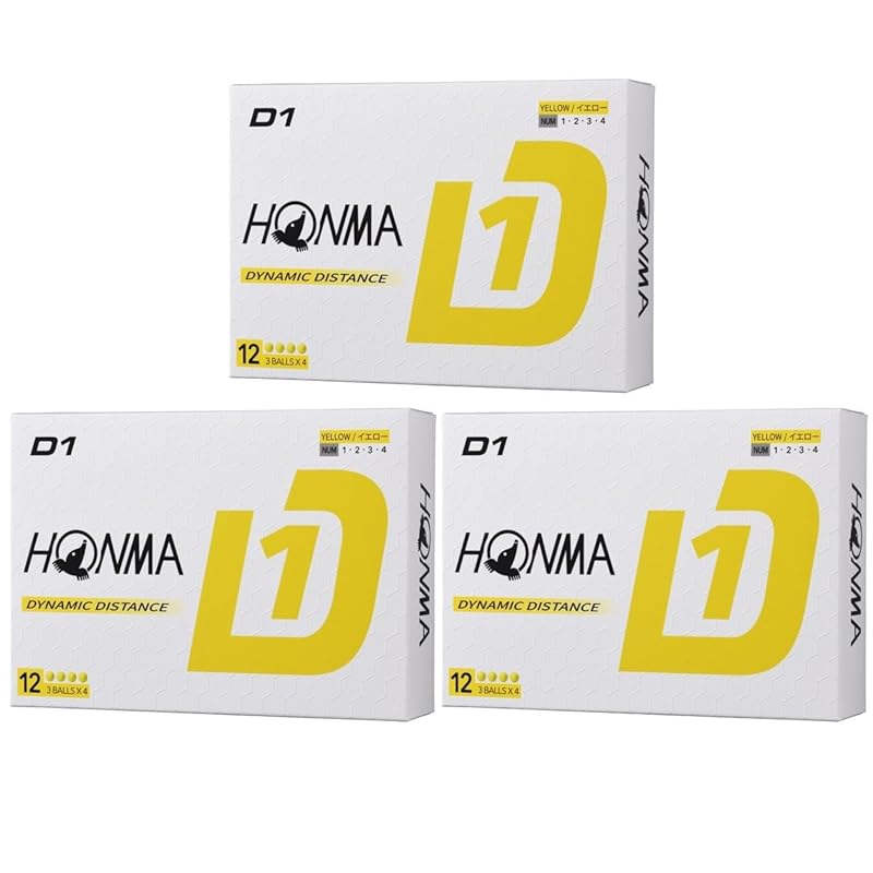 Honma Golf D1 Balls, 3 Dozen Set (36 Balls), Yellow