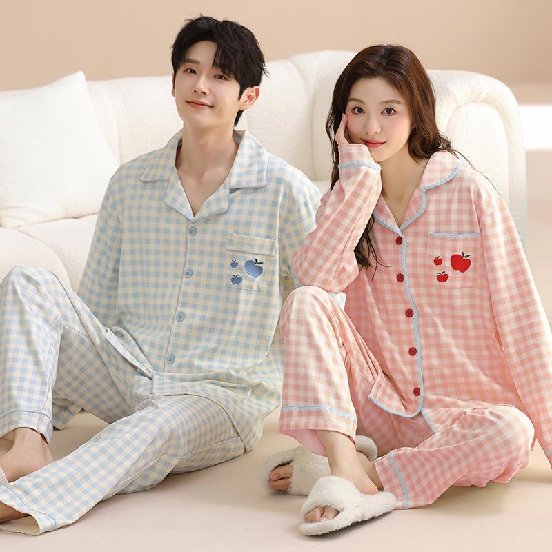 Autumn/Winter 2025 Cute Cartoon Couple Pajamas Set with Long Sleeves