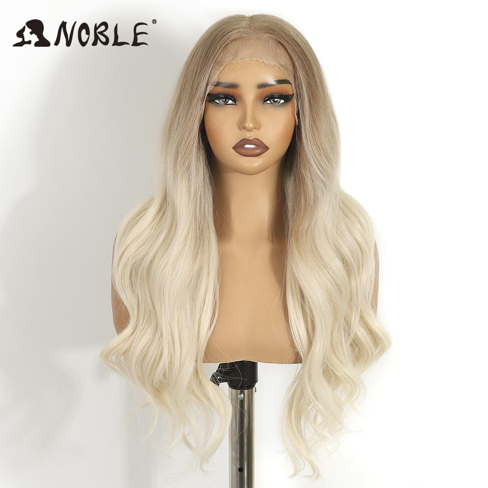 

Noble Synthetic Lace Front Wig Cosplay 13X6 Lace Front Wig 26 Inch Body Wavy Lace Wig For Women Lace Front Wig Ombre Blonde Wig (as the picture,250%&26inches&Lace Part Wig)