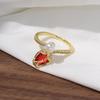 Enamel and Diamond Tulip Adjustable Gemstone Ring for Women - Durable, Non-Fading, High-End Exquisite Design