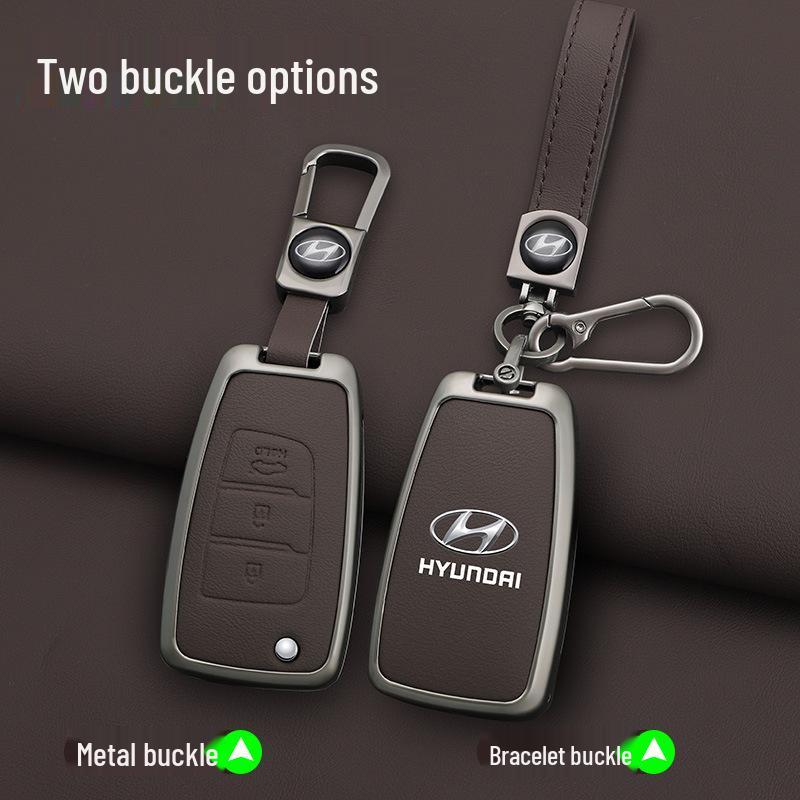 Men's Cowhide Key Case for 20 Models Including Beijing Hyundai Elantra & ix35 Verna