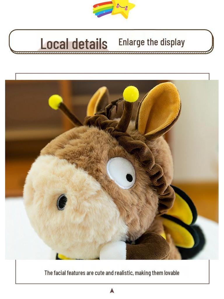 Creative Bee Donkey Plush Toy - Children's Companion Pillow