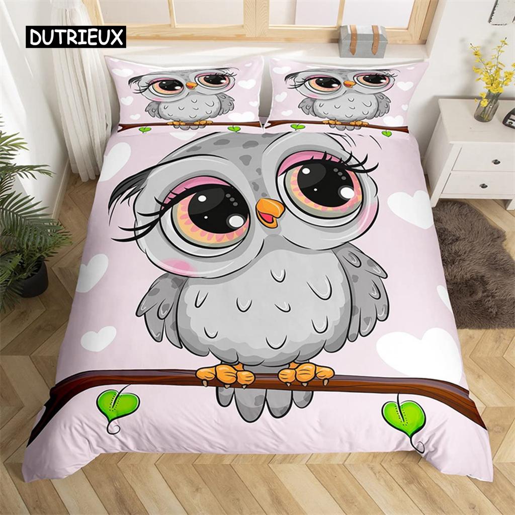 Cartoon Animal Duvet Cover Twin King Cute Cat Bedding Set Microfiber Paw Butterfly Floral Comforter Cover For Kids Girl Bedroom