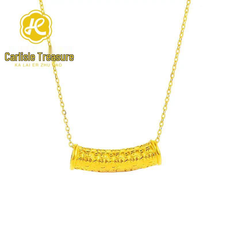 Shuibei 999 Fine Gold Slim Waist Necklace: 3D Hard Gold Women's Pendant Charm, Popular Live Broadcast Hot Seller.