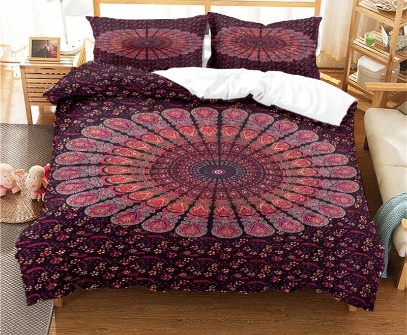 Bohemian Psychedelic Mandala Vzor Povlečení Set pro Dospělé Dětské Povlečení Set Přikrývka s 1 Přikrývkou 2 Povlaky na Polštáře