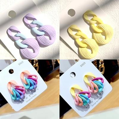 Cute Chain Earring Women Earrings Simple Summer Trendy 2022 Candy Color Girls Macaron Color Claw Earring Colored Arylic Earrings