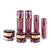 Purple Diamond Rose Kollektion: Hochwertiges, halbtransparentes Hautpflegeset aus violettem Acryl mit Creme-, Lotion- und Essenzflaschen