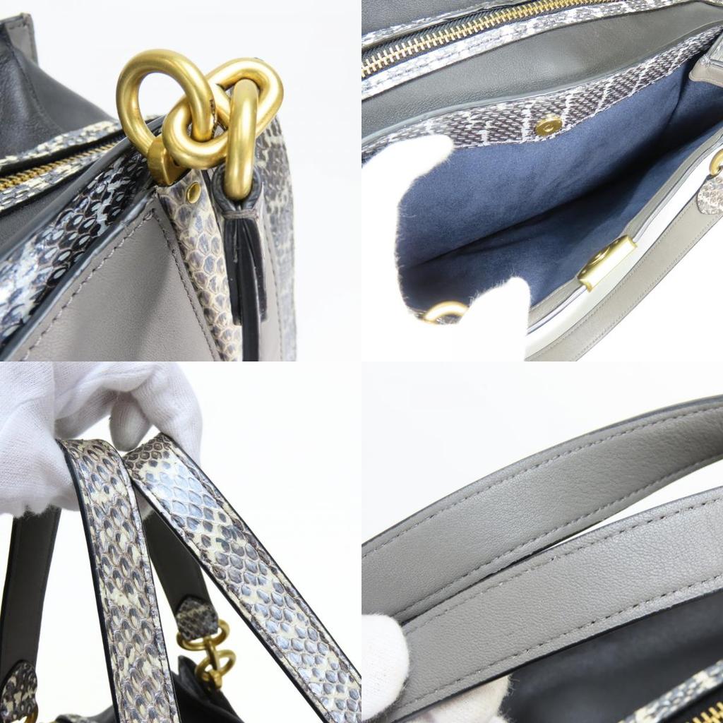 Used COACH Tote Bag 76459 leather gray black Python