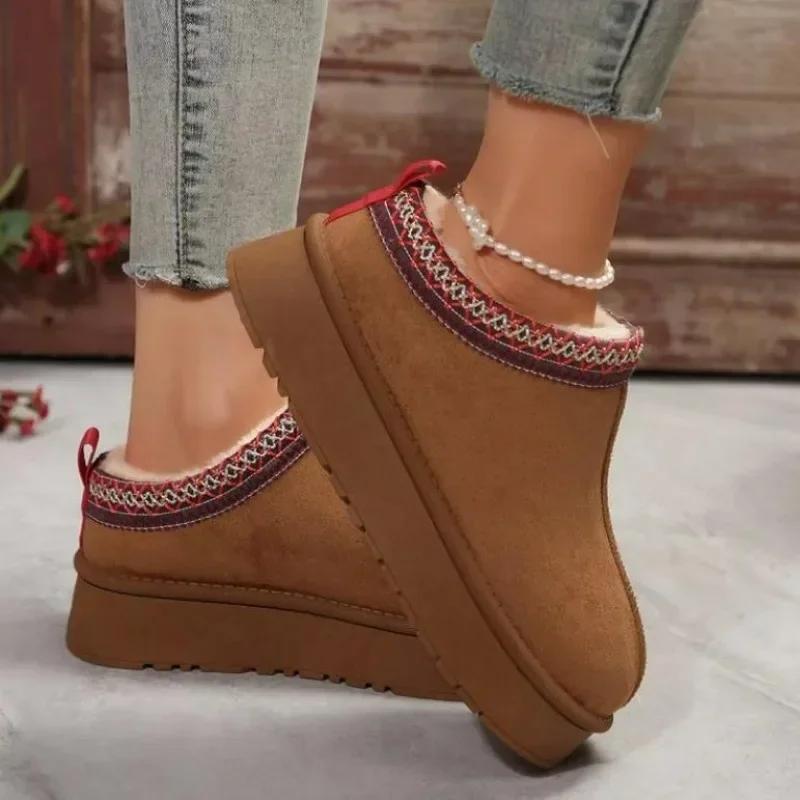 Chelsea Ankle Snow Boots Women Winter Brand Fur Short Plush Warm Flats Slippers Platform Shoes Flip Flops Botas Cotton Shoes
