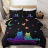 Witch Black Cat Duvet Cover Set Full,Cat Sitting On Moon Bedding Set Vintage Gothic Animals Cat Comforter Cover 2/3pcs Bed Sets
