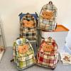 Women Plaid Backpack Campus Student Schoolbag Travel Backpack