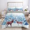 Christmas Deer King Queen Duvet Cover Animal Elk Bedding Set 2/3pcs for Kids Teens Adults Blue Soft Quilt Cover with Pillowcase