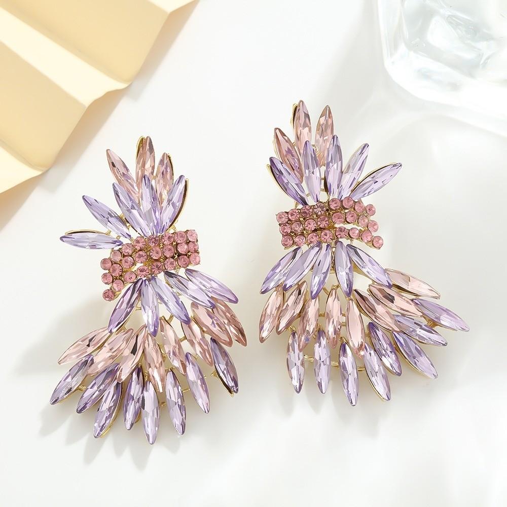 Exaggerated Wing Earrings Shaped Like Leaves Crystal Earrings Wheat Drop Earrings  Gift for Women