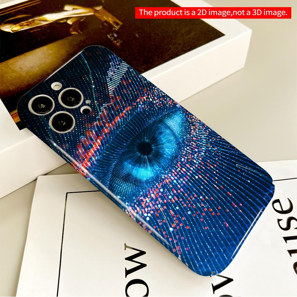 2DFlat Neon Eye Data Stream Phone Case All Inclusive Film Hard Phone Case, Compatible with iPhone 18 Pro Max 17 16 15 14 13 12 11