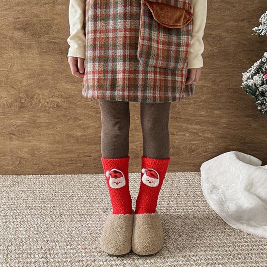 1 Pair Plush Christmas Socks with Non-Slip Grip Festive Holiday Floor Socks Soft Warm Fleece Stockings Gifts for Kids Adults