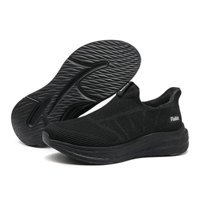 Flukin Men's Hands-Free Walking Shoes, Slip-On Sneakers, 3E Wide, No-Bending, Hands-Free, Shock-Absorbing, Suitable for Nursing Care, Standing Work, E