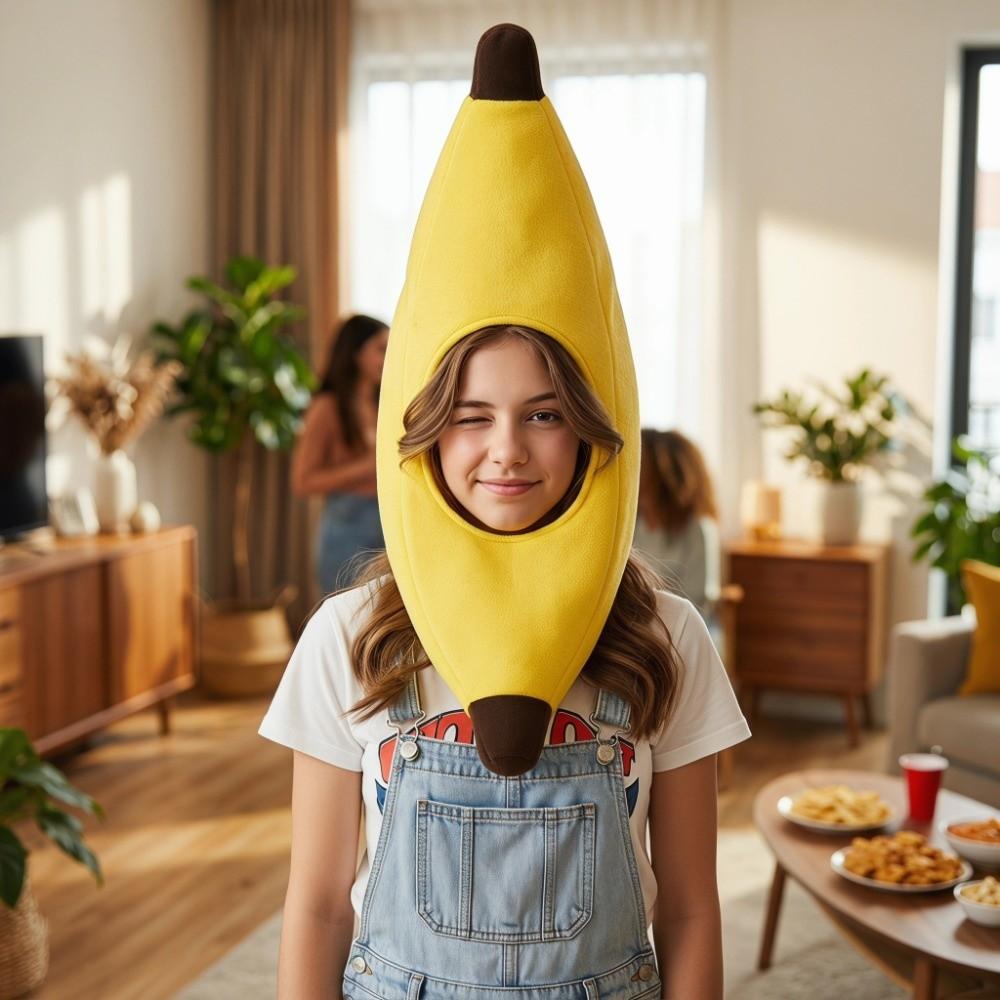 Cartoon Plush Fruits Hat Creative Halloween Headgear Yellow Banana Cap Festival Event