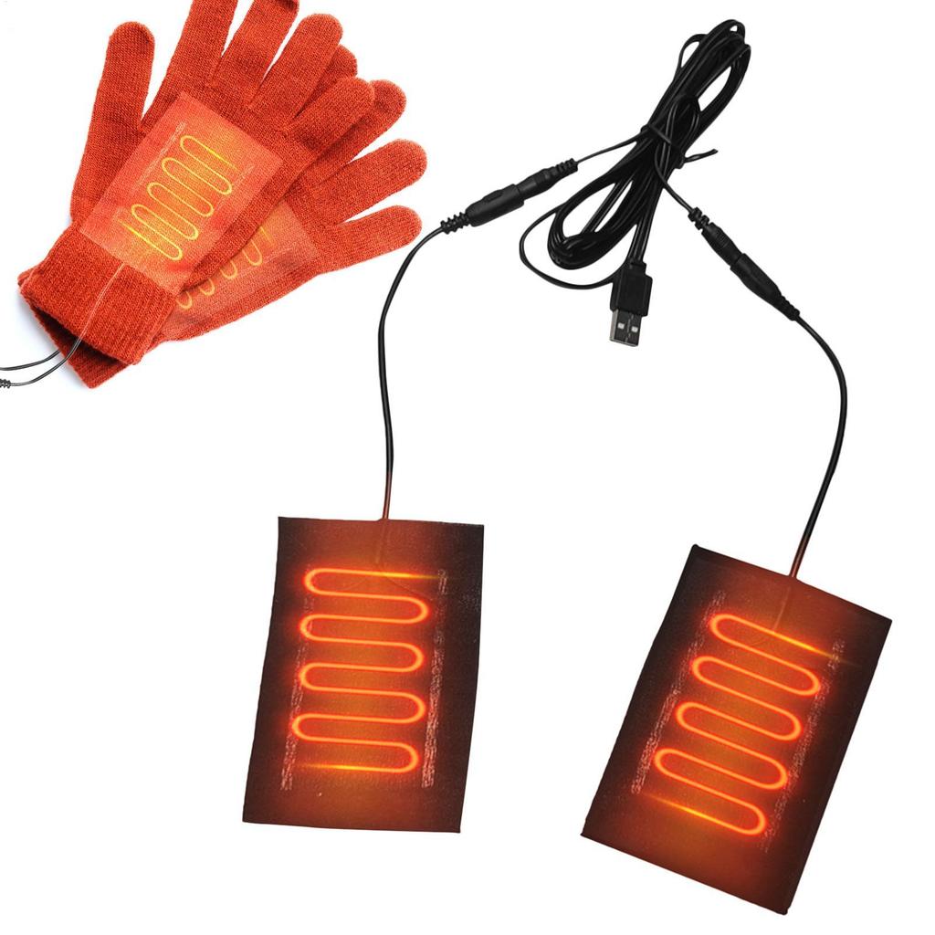 1 Paar elektrische USB-Heizhandschuhe Kohlefaser Kleidung Beheizte Handschuhunterlage für Outdoor Winter Camping Wandern Ski Radfahren