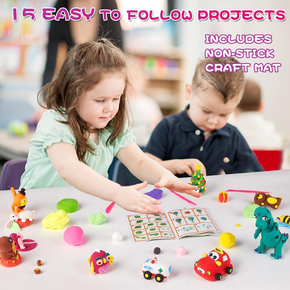 Air Dry Ultra Light Modeling Clay Kit 36 Colors Best Gift for Boys Girls Age 3-12 Year Old DIY Molding Kids with Sculpting Tools