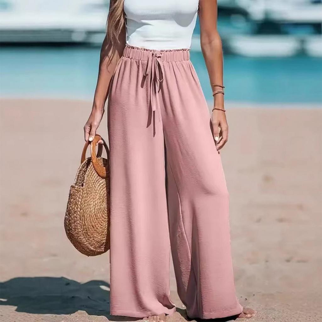 Women's Loose  Straight Drawstring Casual Pants
