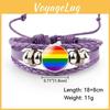 Purple Leather Bracelet With Rainbow Flag Time Gemstone Perfect For Travel Souvenirs