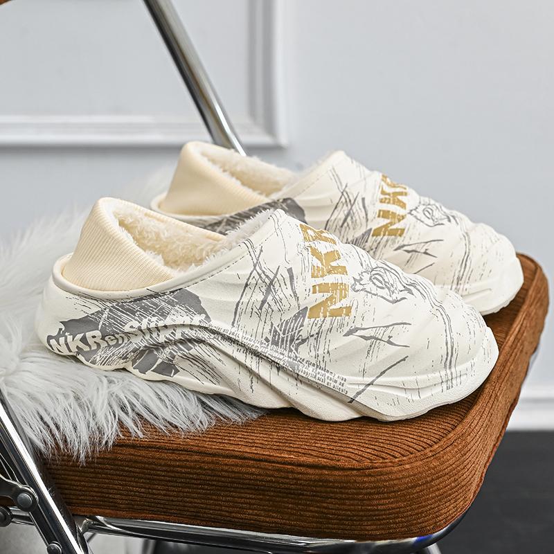 Fashion Men Winter Home Cotton Shoes Indoor Plus Slippers Plus Size Cover Toe Soft Warm Wateroof Daily Casual Women Couple Style Fashion