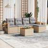 VidaXL Garden Lounge Set with Cushions 6 Pcs, Patio Sofas, Patio Furniture Set, Outdoor Furniture, Beige 3259168