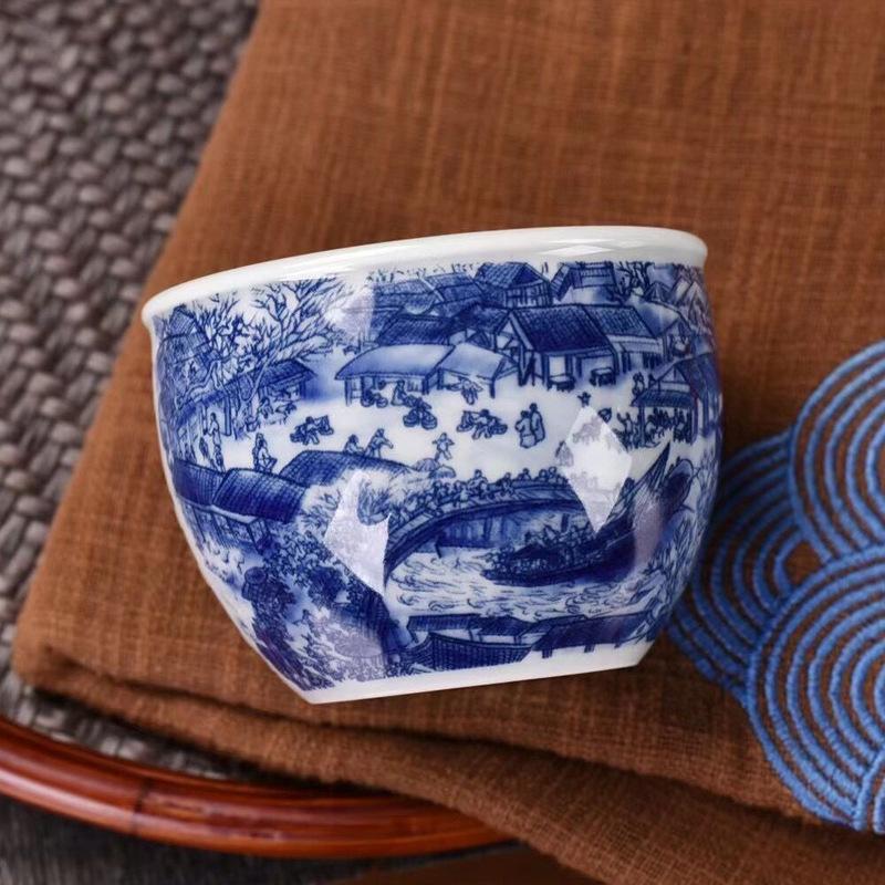 Hand-painted Ceramic Teacup Household Chinese Blue and White Master Teacup Tea Bowl Drinkware Tradition Tea Accessories New
