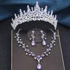 3Pcs Sets Princess Crown Bridal Jewelry Sets for Women Tiaras and Choker Necklace Earrings Wedding Dress Bride Jewelry Set