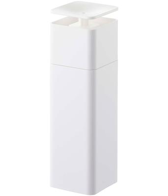 Yamazaki One-Hand Dispenser, White, Approx. 5.5cm W X 5.5cm D X 18.5cm H, Tower Design, Detergent, Lotion, and Alcohol Compatible, Easy To Clean,