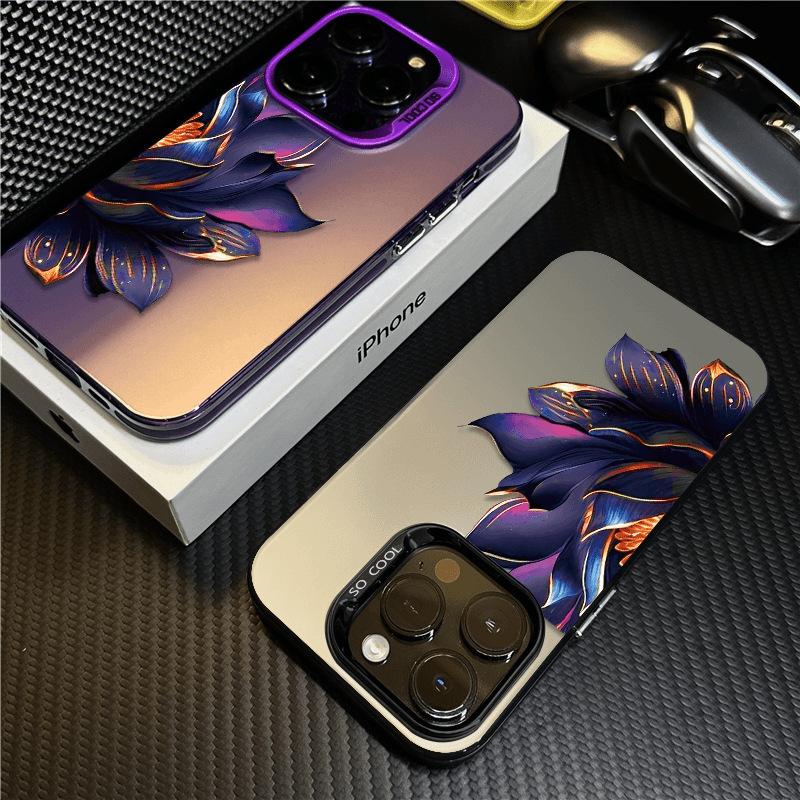 Purple lotus applies to Apple 16promax mobile phone case 15 anti-drop iPhone14 protective case 13 creative personality
