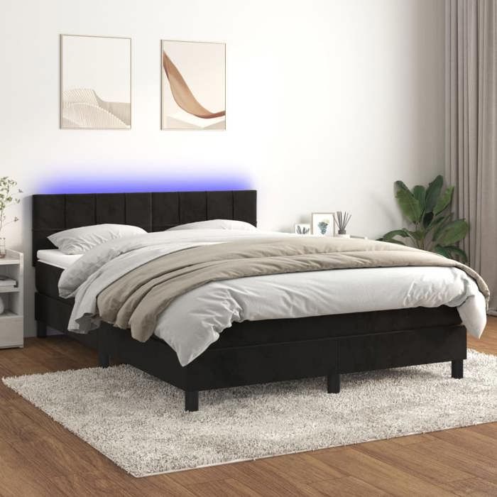 VidaXL Sommier à Lattes de Lit avec Matelas et LED, Lit Rembourré, Lit Double, Lit Adulte de Chambre à Coucher Intérieur, 3134407