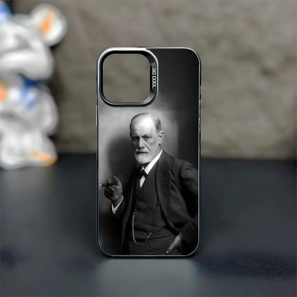

Psychoanalysis Sigmund Freud Phone Case For iPhone17,16,15,14,13,12,11 Pro Max Blcak Colorful Silver Plated Inside Cover iPhone11PROMAX