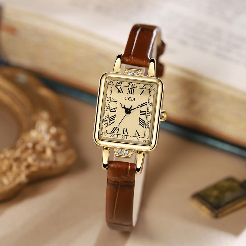 Medieval Temperament High Value Women'S Watch Exquisite Small Belt Small Square Watch Middle School Student Retro Watch
