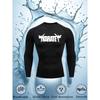 Mens Black Long Sleeve Compression Shirt White Karate Fighter Graphic Quick Dry Breathable High Elasticity Gym And MMA Athletic Top