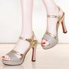 Fashion 2025 Women Korean Version Waterproof Platform 11.5CM High Heels Summer Sexy Fish Mouth Sandals Gold Luxury Ladies Sandals Shoes