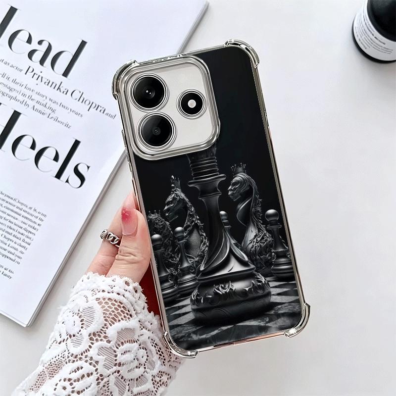 Competitive Chess Game Plating Phone Case For Xiaomi Redmi Note 14 15 Pro Plus 13 12 11 11S 11T 10 9S 9 5G Anti-Fall Airabag Cov