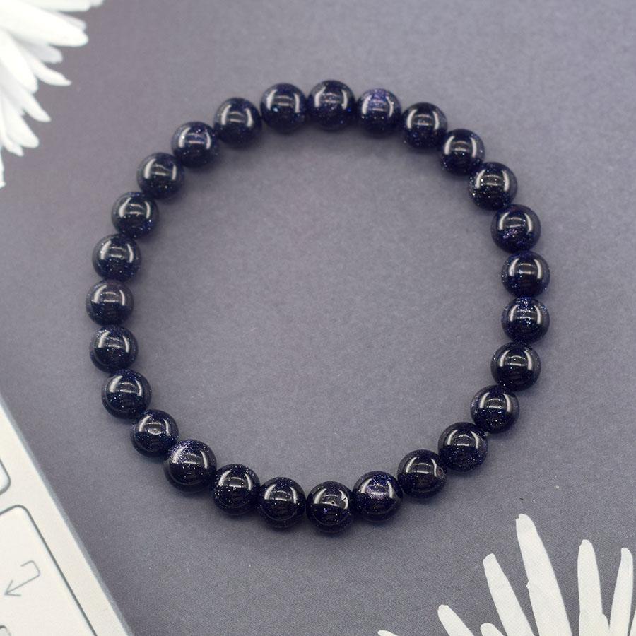 Natürliches Blaues Sandstein Runder Perlen Armband für Mann Mode Vintage Natürlicher Kristall Achat Schmuck für Frauen Yoga Meditation Geschenk