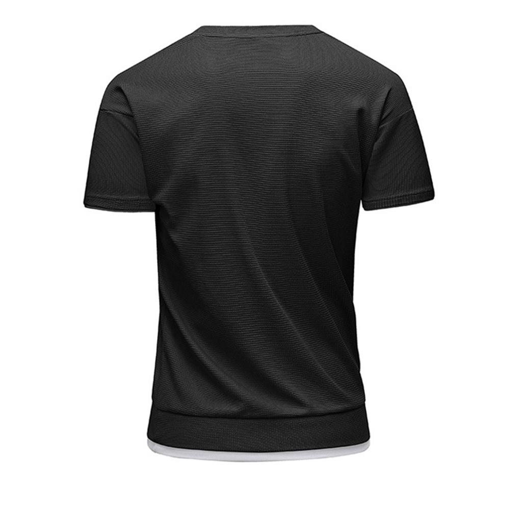Men's Summer Men's Half Short Sleeve T-shirt Casual Fake Two-piece Top