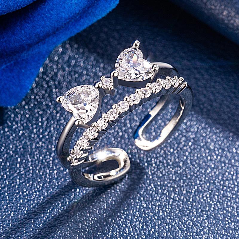 Silve Gorgeous Shiny Stone Heart Zircom Ring For Women Engagement Wedding High Quality Fine Jewelry