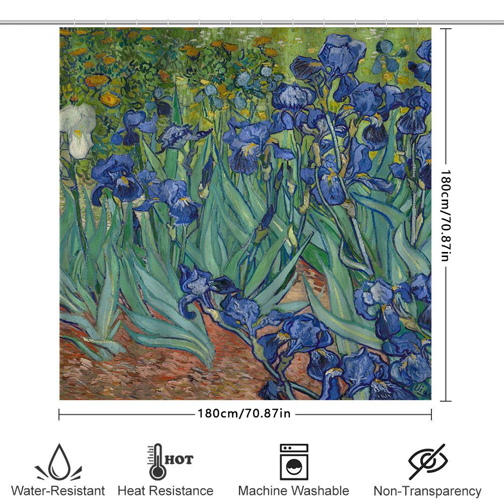 Van Gogh Irises Shower Curtain Waterproof Fabric Wall Decor for Bathroom Modern Blue Floral Print Home Decor (Green) by AliExpre