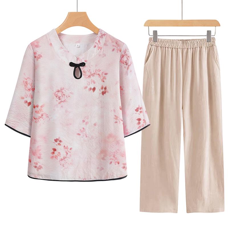 Elegant Spring Two-Piece Suit for Middle-Aged Women - Stylish Top & Casual Fashion Set for Autumn