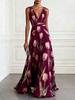 2026 Tulip Print Sleeveless V-Neck Long Evening Dress for Women