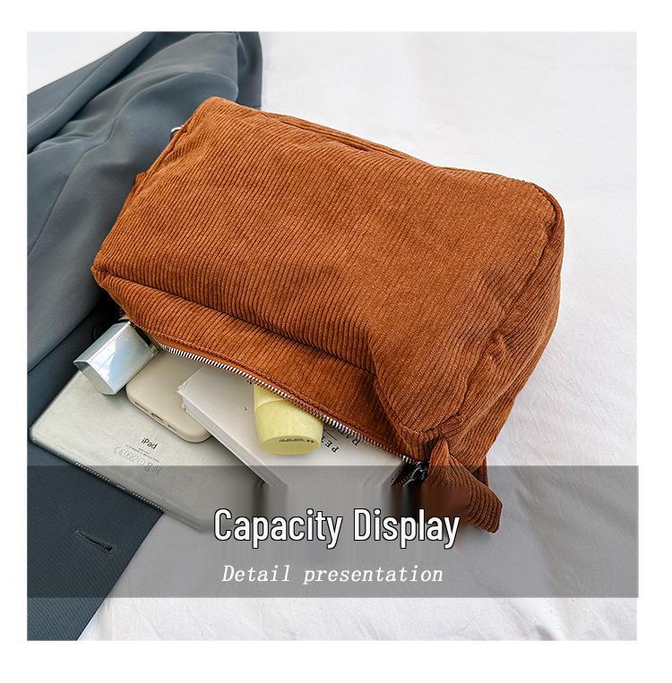 Velká retro plátěná taška přes rameno z manšestru pro ženy 2023 - Ležérní crossbody taška pro studenty