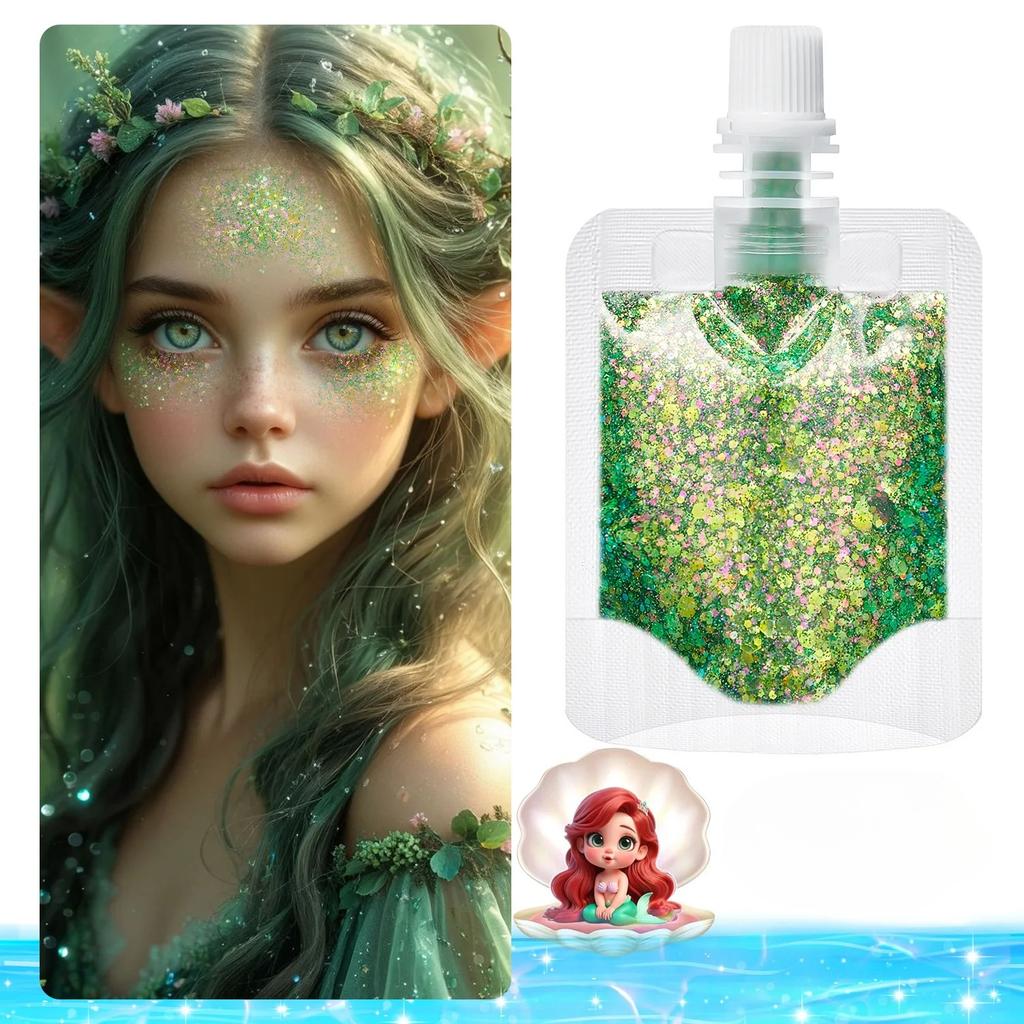 1 Bag Mermaid Gel Body Glitters Set Vibrant Sequin Mermaid Makeup Eye Shadow Ideal for Beach Party Looks Beach Make Up Wholesale