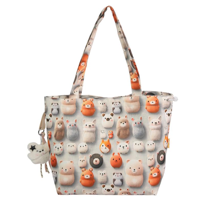 

Сумка-тоут с мультяшным принтом, женская дорожная легкая сумка через плечо, студенческая сумка для книг