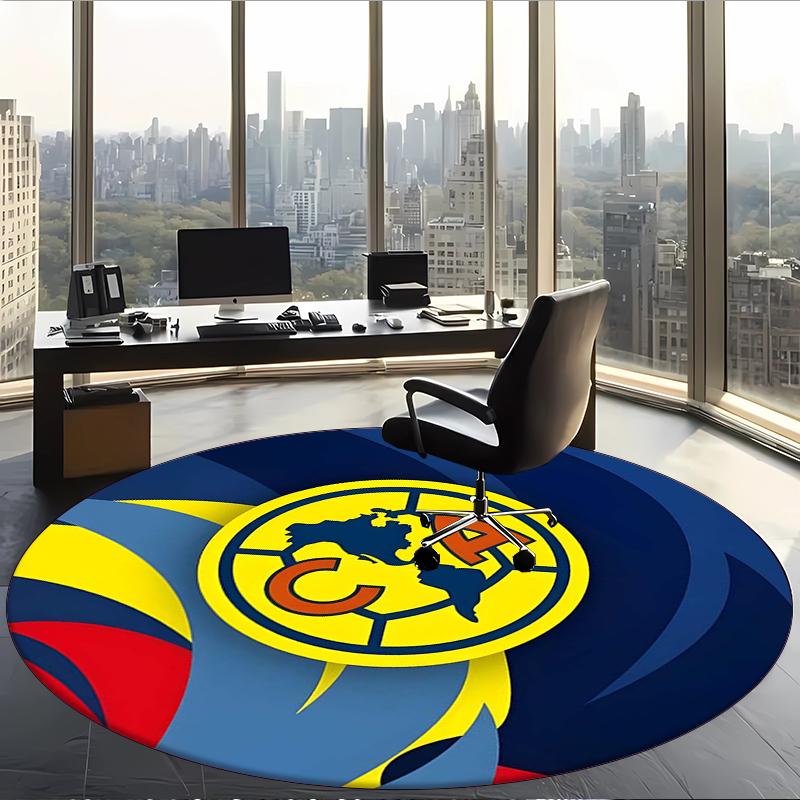 Club América (5) Round Office Rug Decorative Floor Rug for Office Bedroom Living Room and Home Space